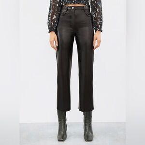 Aritzia Wilfred Melina Cropped Pant Faux Leather Black Size 8